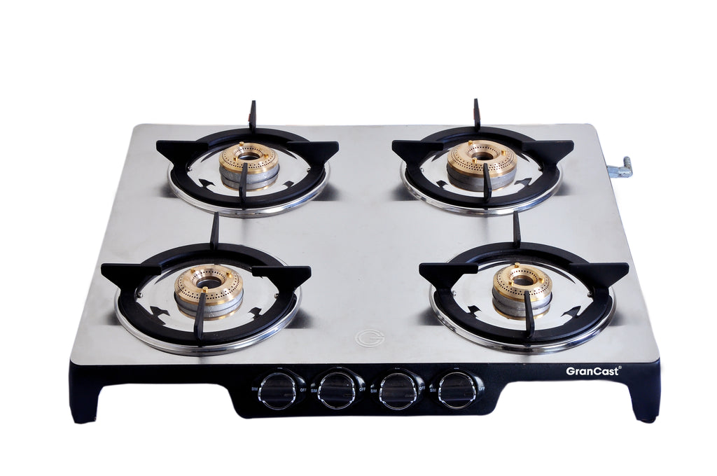 4B SQUARE STAINLESS STEEL TOP CAST IRON GAS STOVE