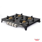 4B SQUARE TOUGHNED GLASS TOP CAST IRON GAS STOVE