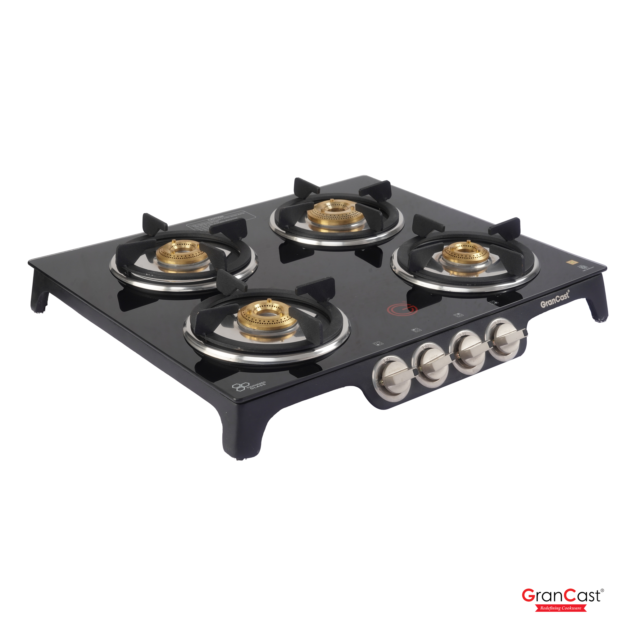 4B SQUARE TOUGHNED GLASS TOP CAST IRON GAS STOVE