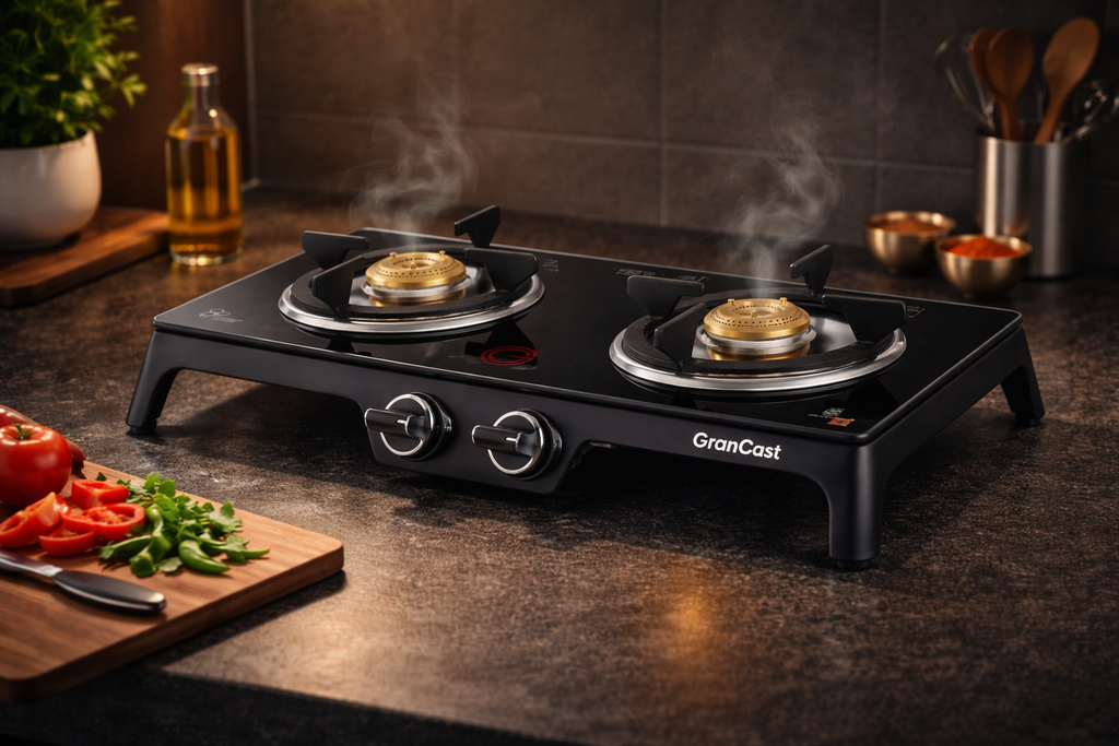 2B TOUGHNED GLASS TOP CAST IRON GAS STOVE